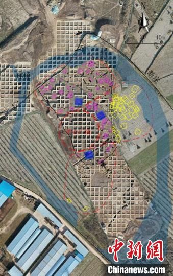 圖為位于甘肅省天水市張家川回族自治縣境內(nèi)的圪垯川遺址史家類型時(shí)期大型環(huán)壕聚落布局。(資料圖) 甘肅省文物局供圖