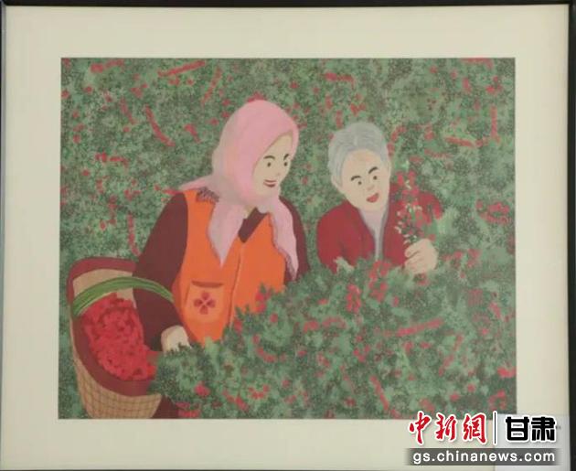 靖遠縣枸杞種植業(yè)帶動10多萬農(nóng)民脫貧致富。刺繡 王明風 繡稿 胡靜