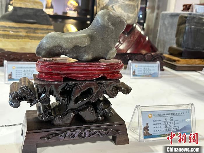 8月3日——7日，2023中國(蘭州)絲綢之路國際賞石文化節(jié)在甘肅國際會(huì)展中心舉行。圖為名為《虎符》的黃河石。楊娜 攝</p><p>