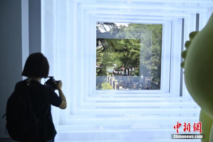 圖為游客參觀藝術(shù)展。中新社記者 李亞龍 攝
