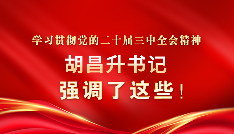圖解|學(xué)習(xí)貫徹黨的二十屆三中全會精神 胡昌升書記強調(diào)了這些！